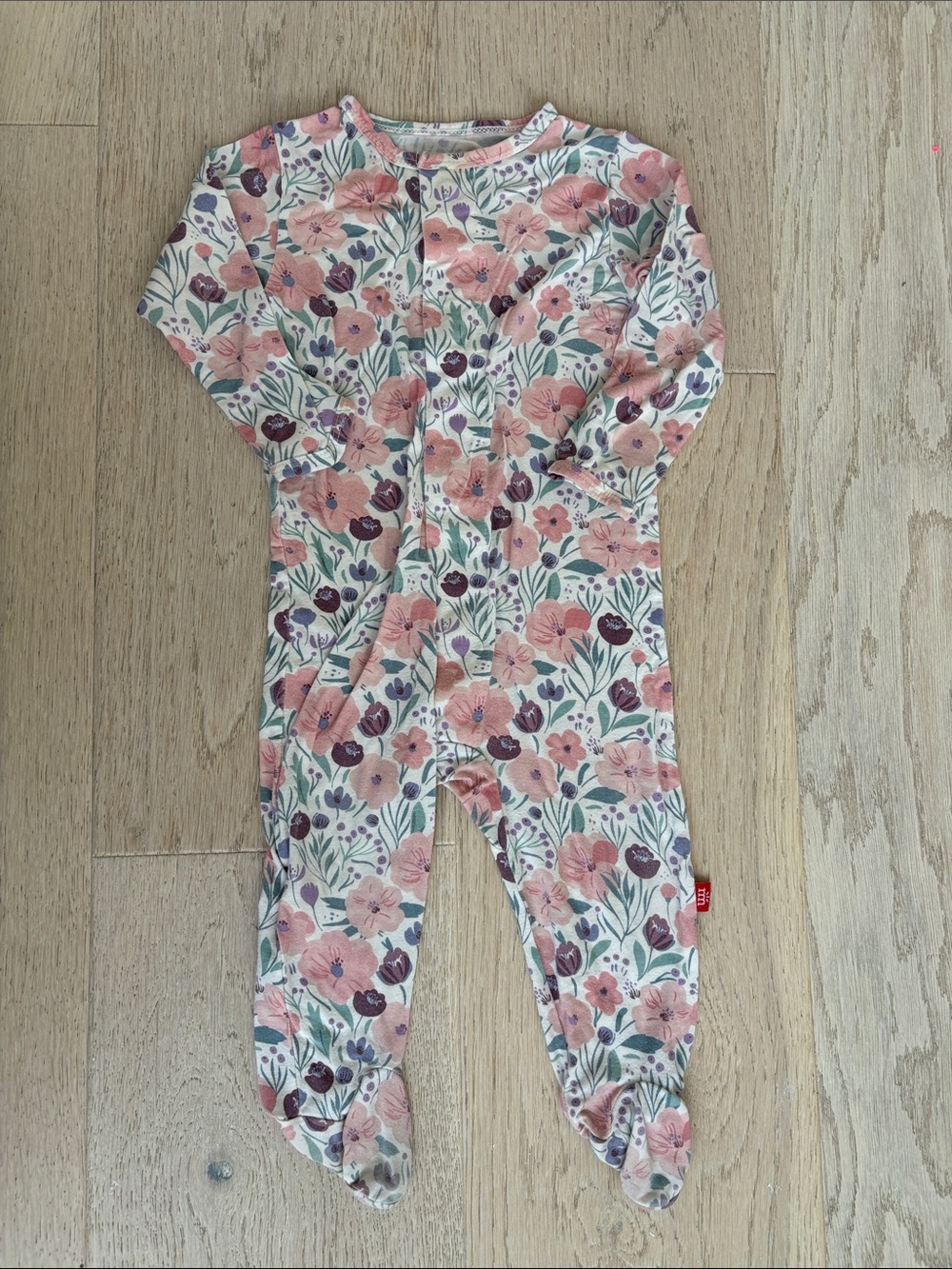 Magnetic Me Pink and Purple Floral Footed One-Piece
